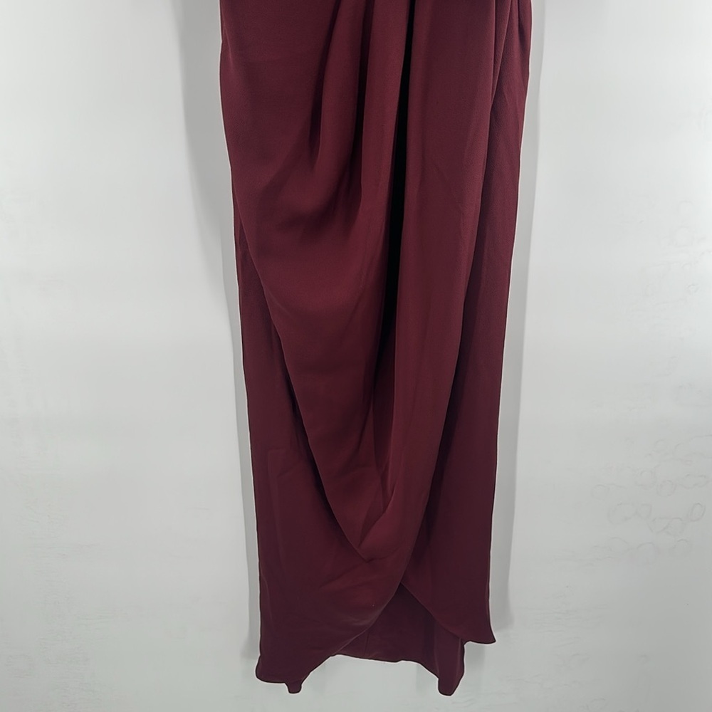 Shona Joy Luxe Frill Tulip Hem Maxi Dress Burgundy 6 - Picture 7 of 10